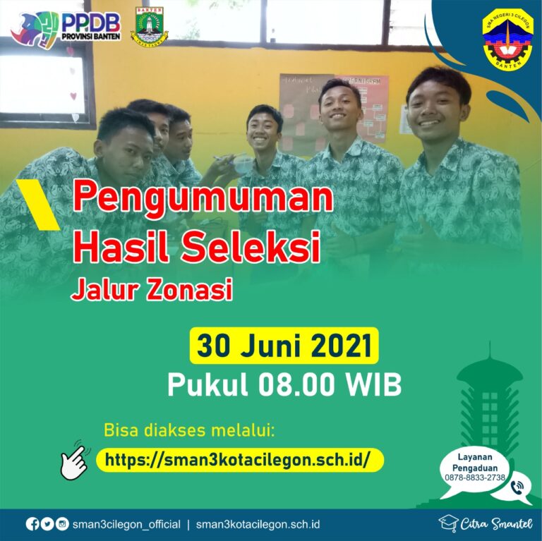 PENGUMUMAN HASIL SELEKSI JALUR ZONASI - SMA Negeri 3 Cilegon